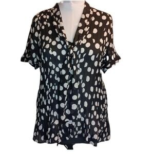 Sunny Leigh Women's Short Sleeve Sheer Polka‎ dot Top Vintage SKUW329